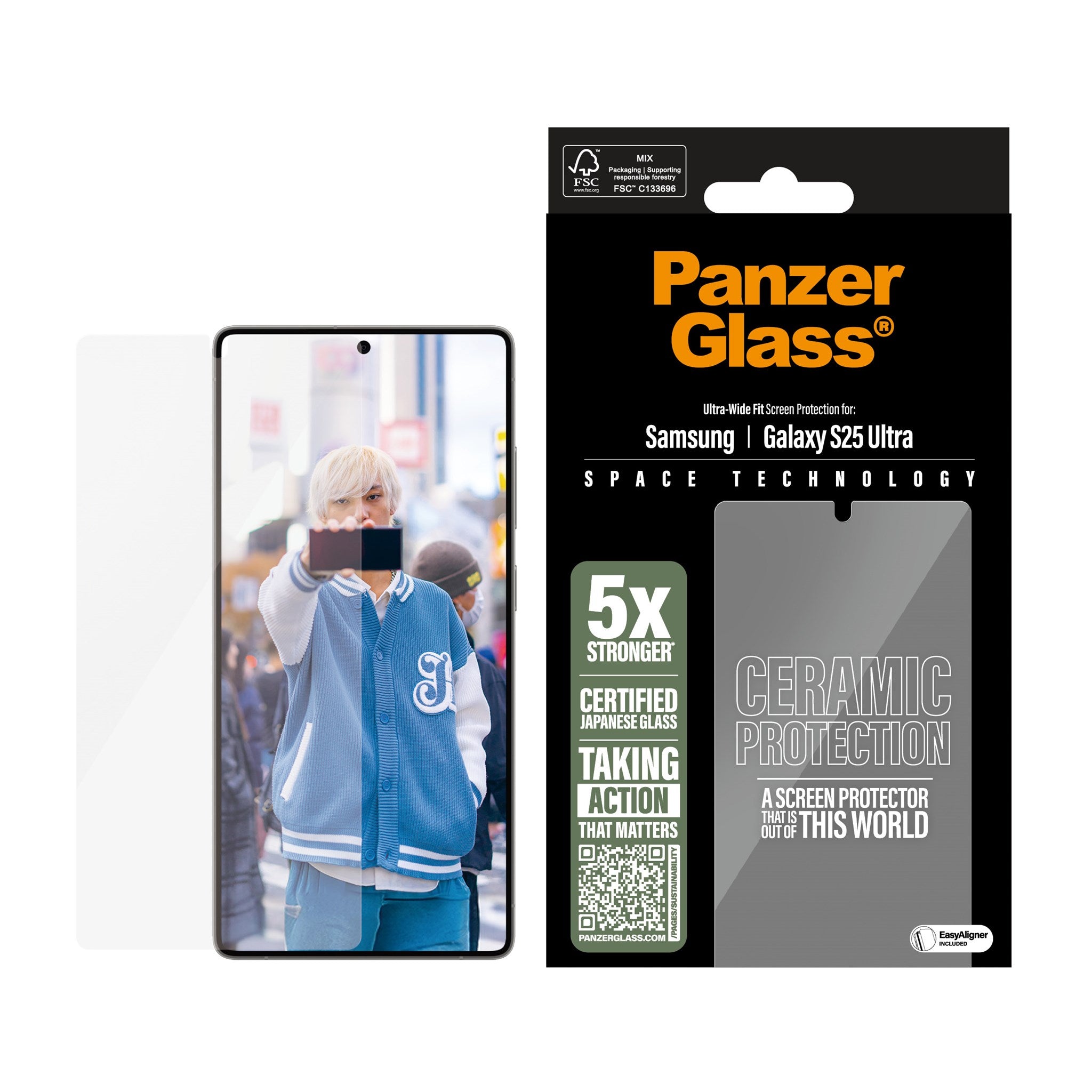 PanzerGlass® Ceramic Screen Protector Samsung Galaxy S25 Ultra | Ultra-Wide Fit